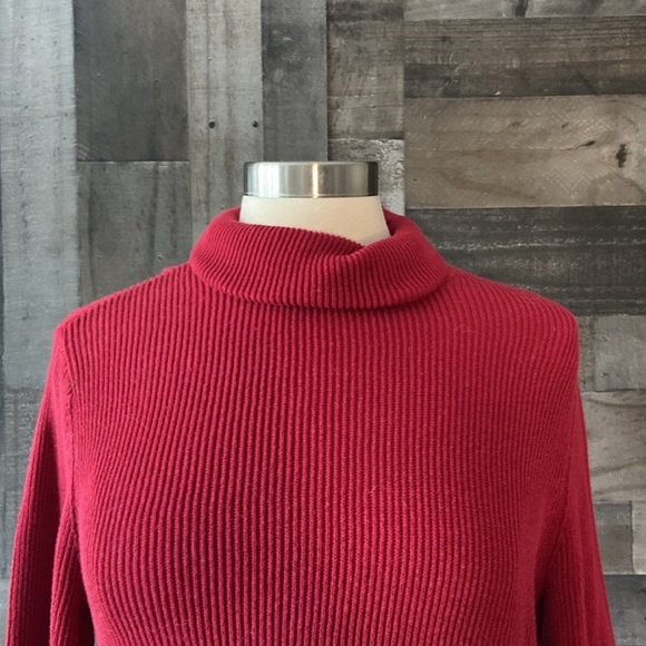 Croft & Barrow red turtleneck sweater medium classic preppy holiday party fall - Picture 3 of 11